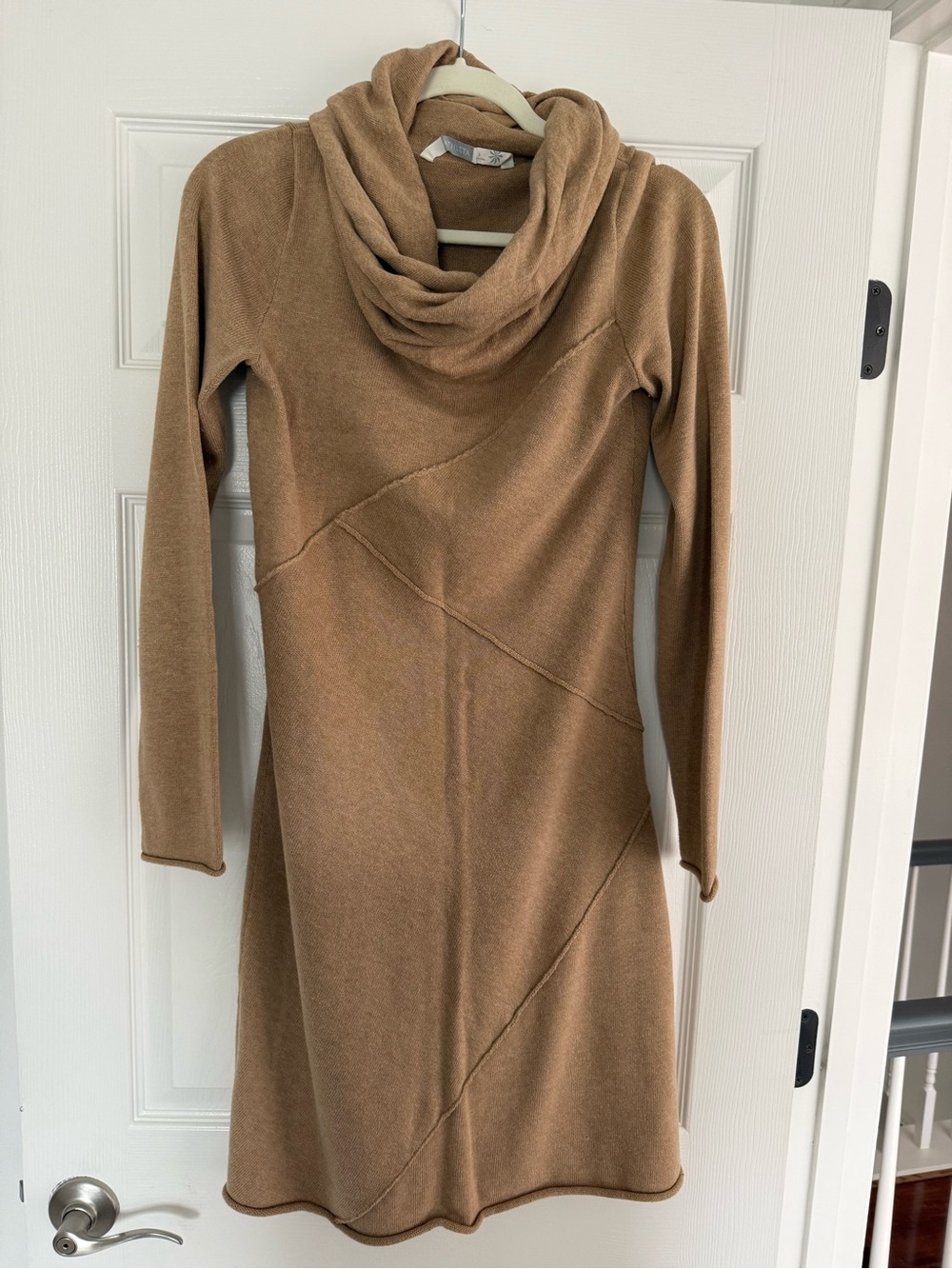 Athleta Camel/Tan Cowl Neck Long Sleeve Dress